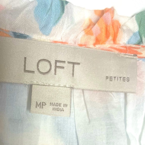 LOFT Sleeveless Peach Floral Tiered  Midi Dress Womens Medium Petite - Picture 5 of 9